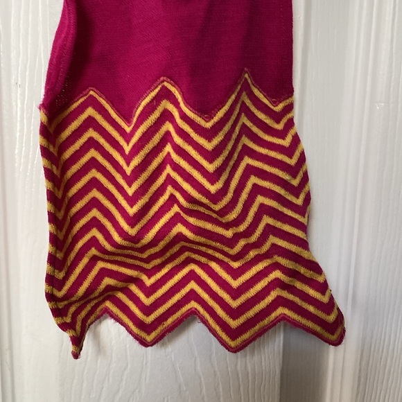 VTG 1930’s 1940’s Magenta Wool Chevron Scarf - Picture 4 of 12